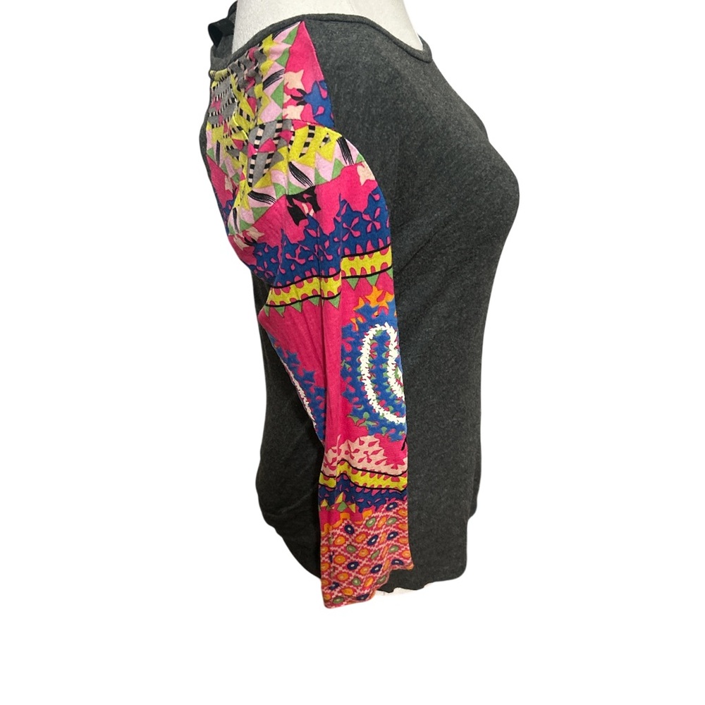 Desigual Y2k Patchwork Raglan Top Medium Heart Lo… - image 4